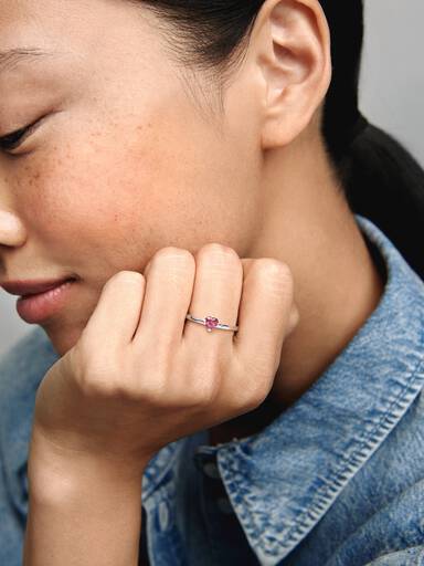 Anillo Corazón rojo reluciente