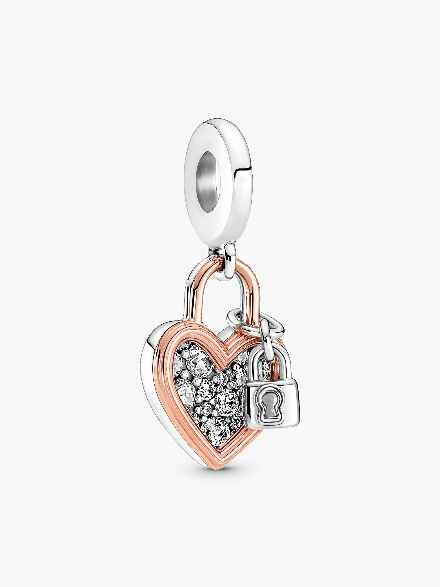 Charm colgante doble Candado del corazón