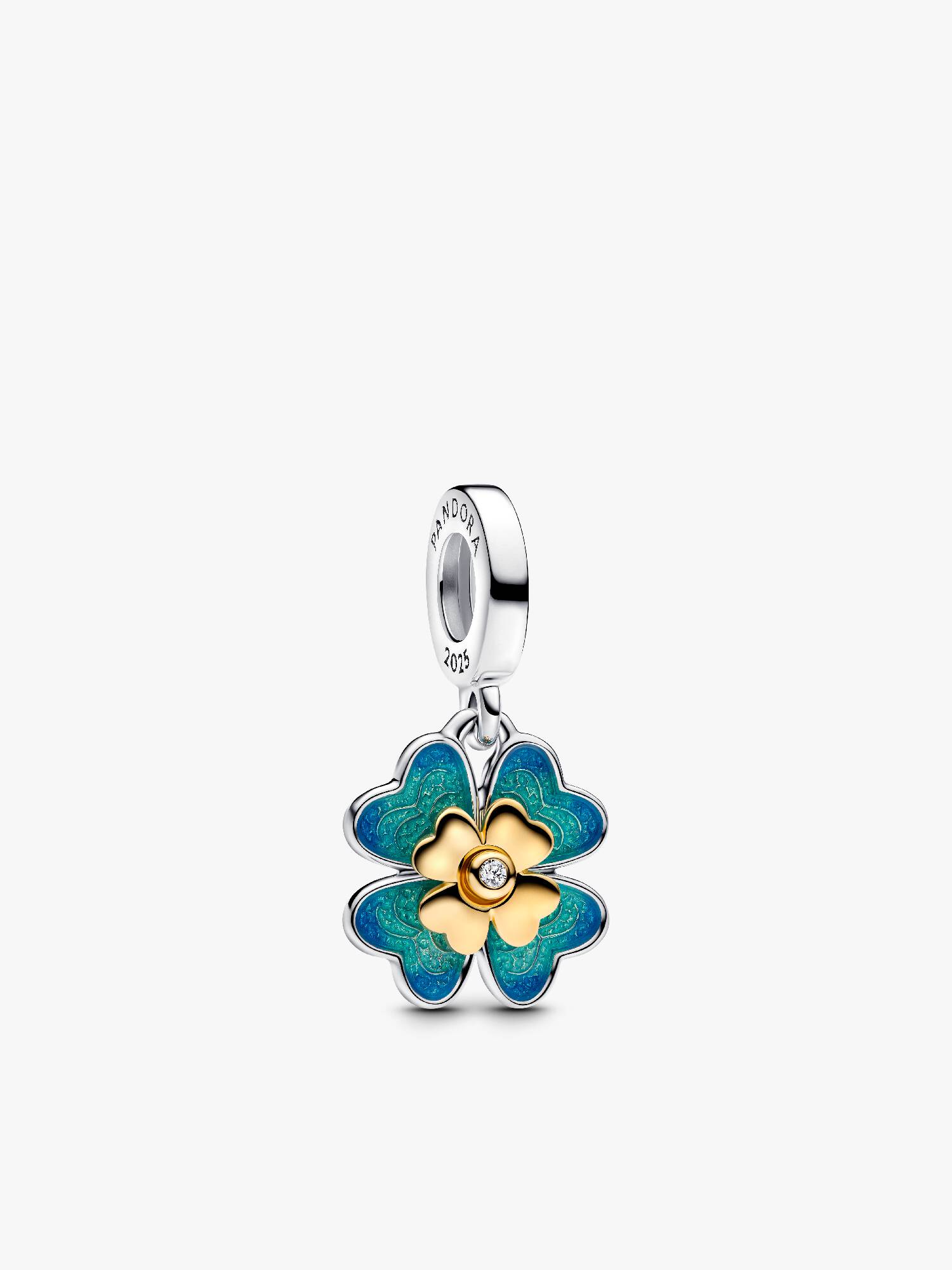 Charm Colgante Giratorio Trébol de Cuatro Hojas con Diamante Cultivado en Laboratorio