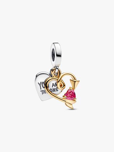 Charm colgante doble Flecha y Corazón grabable