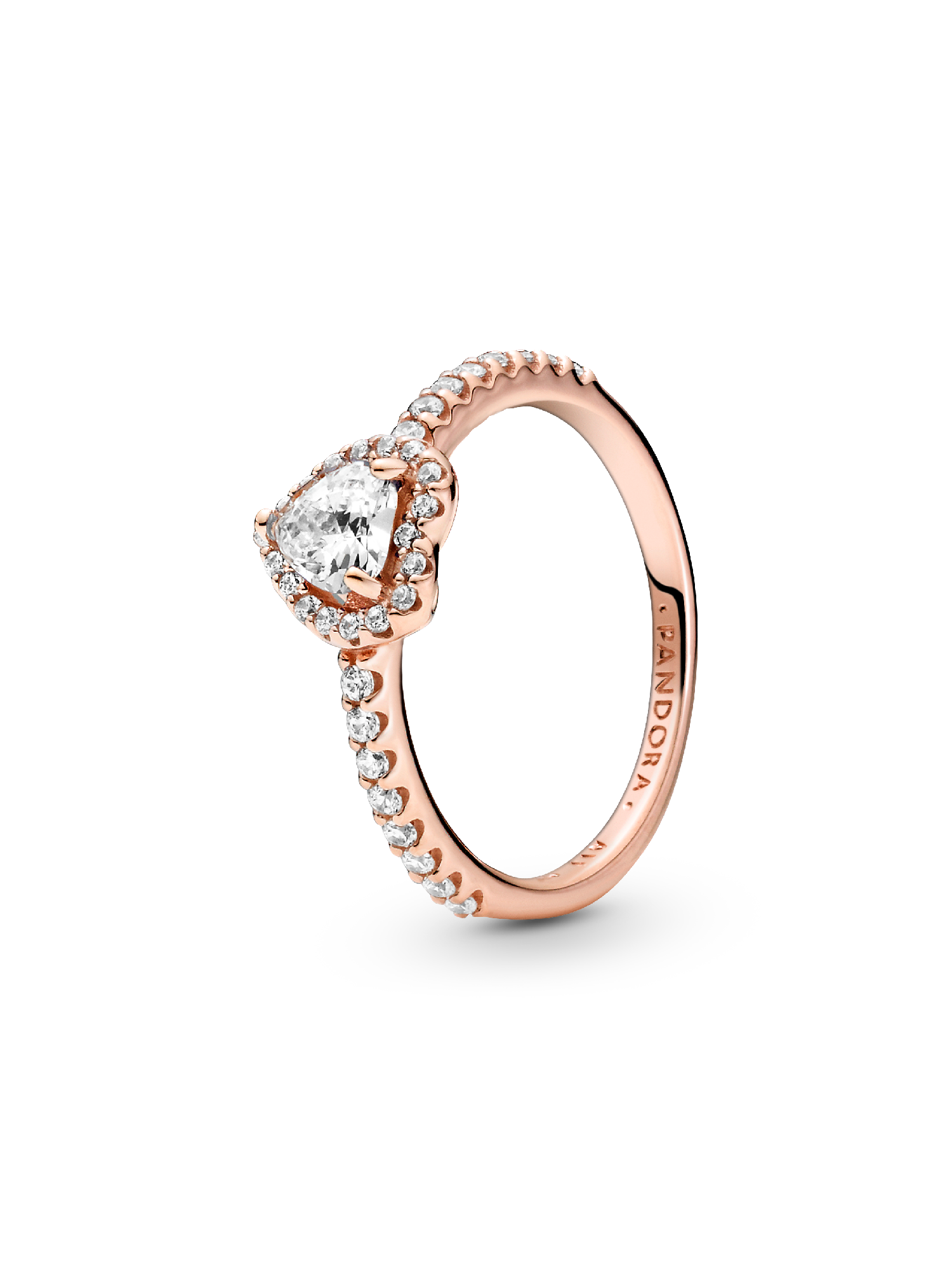 Anillo corazón elevado reluciente