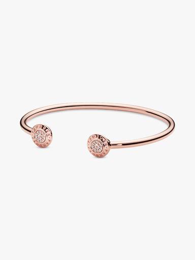 Brazalete Abierto Pandora Logo Pavé