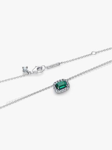 Collar con pendiente Halo verde brillante rectangular
