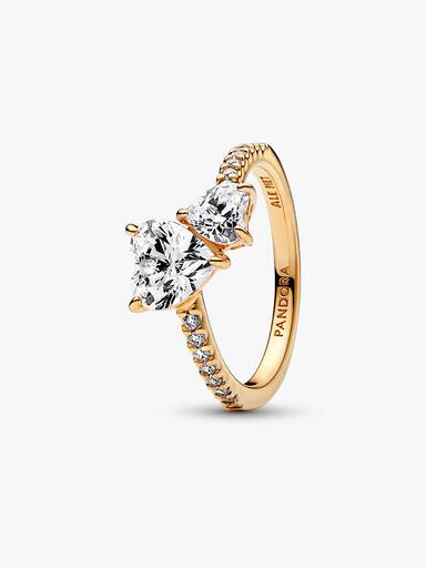 Anillo reluciente Corazón doble