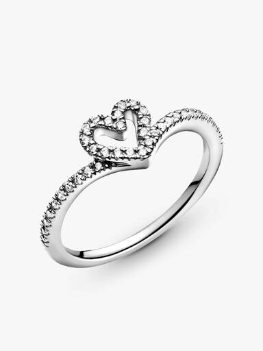 Anillo Hueso de los deseos con corazón reluciente