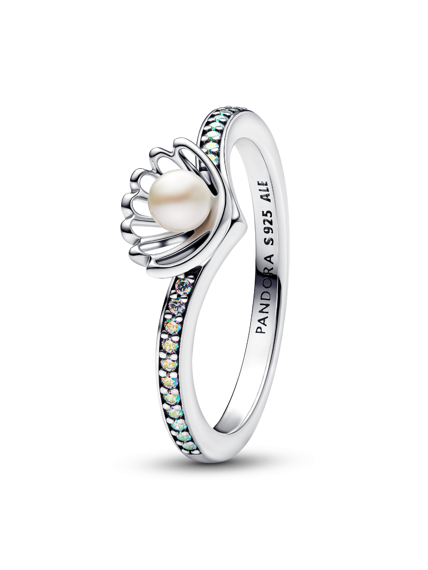 Anillo Concha con Perla Cultivada de Agua Dulce Tratada de Princesa Ariel de Disney